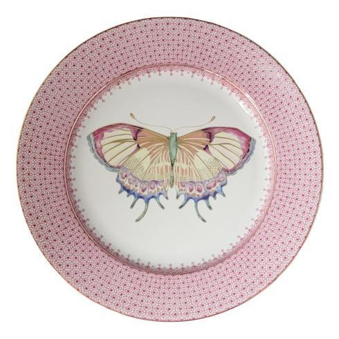 Pink Lace Dessert Plate, with Butterfly