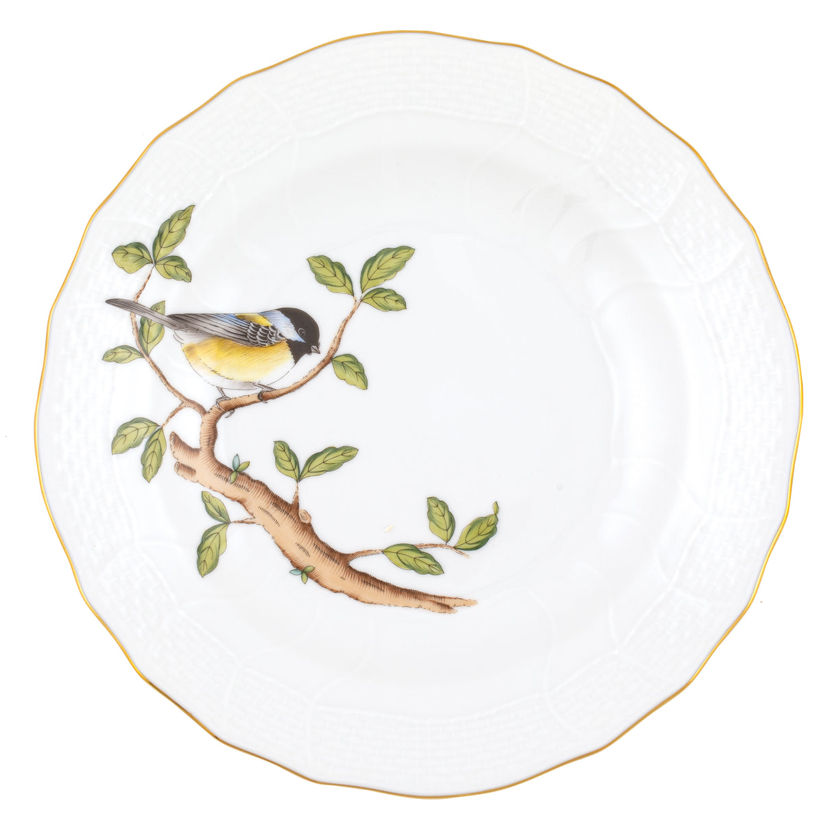 Herend Songbird Dessert Plate, Chickadee