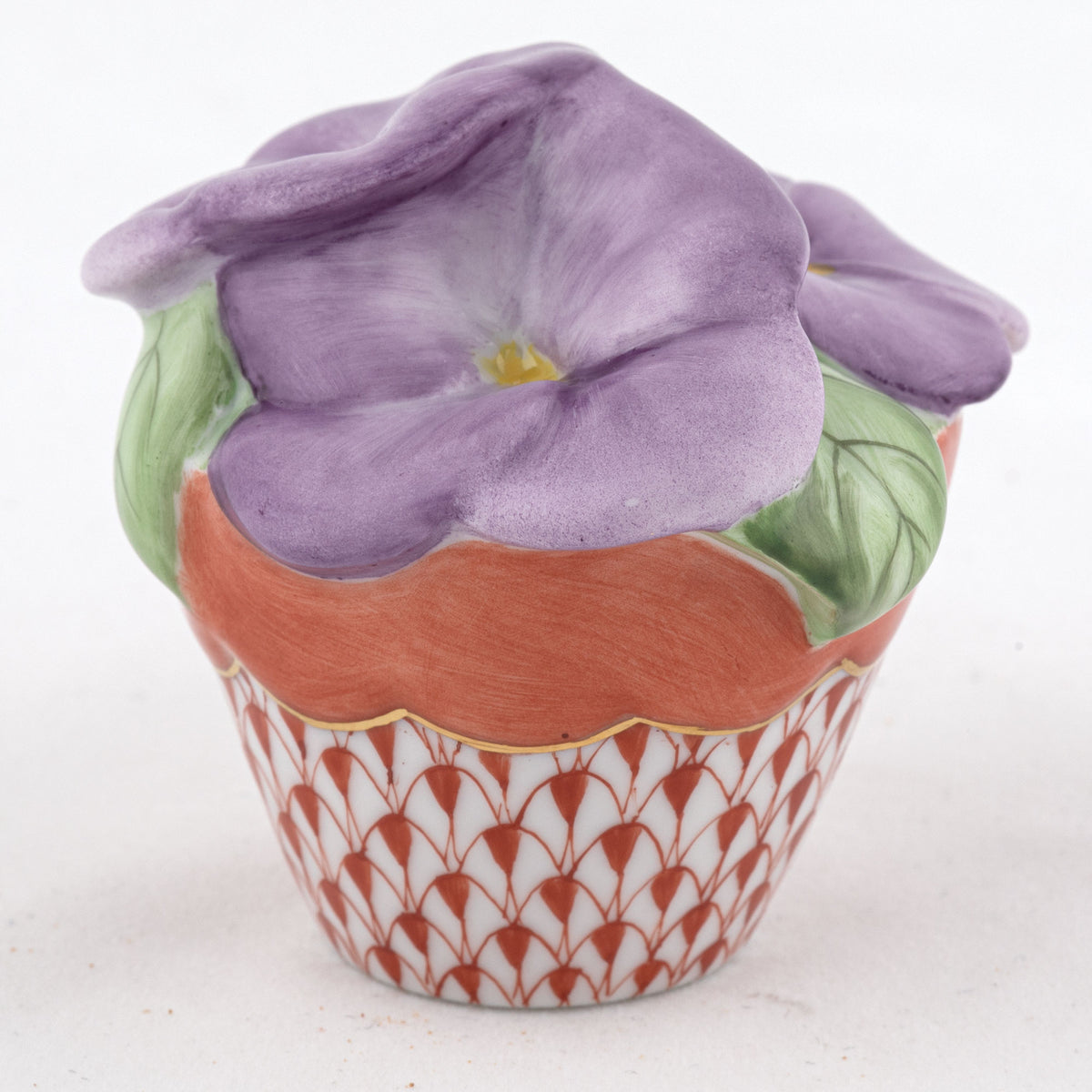 Herend Pansies in Flowerpot, Rust