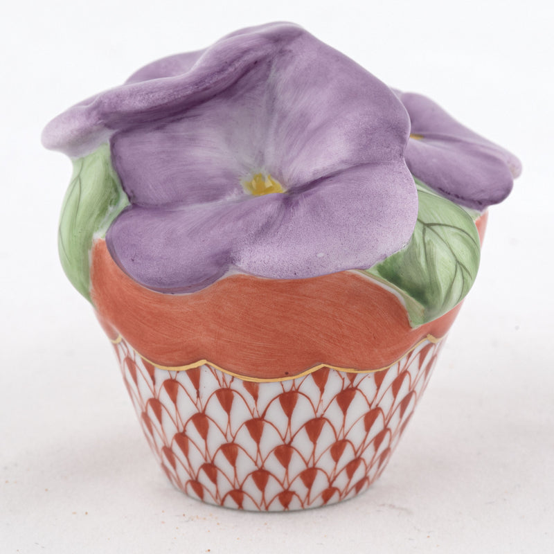 Herend Pansies in Flowerpot, Rust