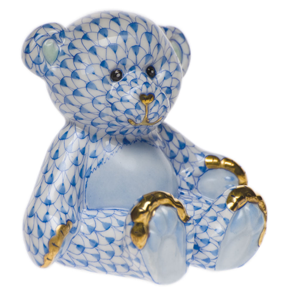 Herend Small Teddy Bear, Blue