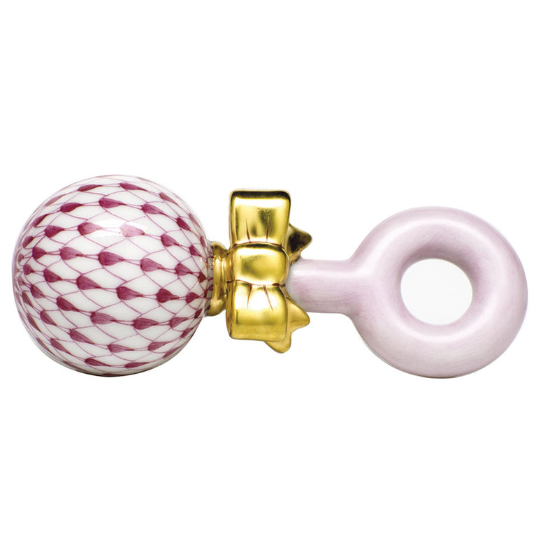 Herend Baby Rattle, Pink