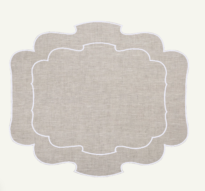 Blake Waxed Linen Placemat, Natural/White