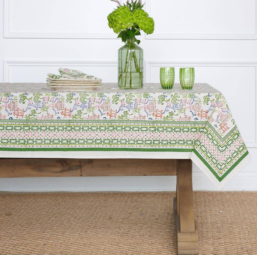 Palm and Pagoda Table Runner