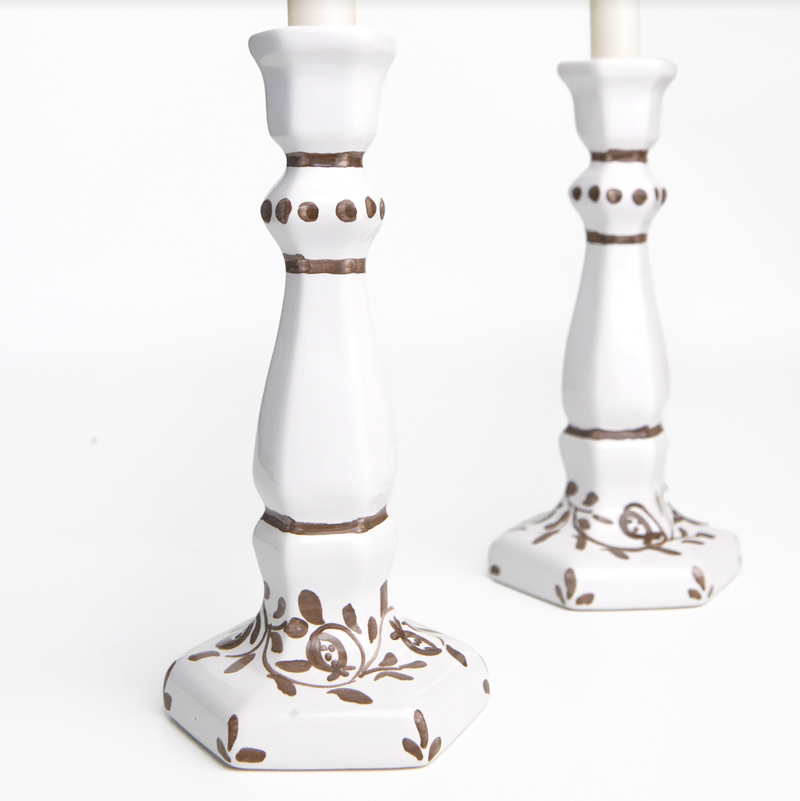 Pair of Scroll Chocolate Candlesticks