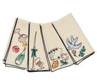 Salon Motif Embroidered Linen Napkins (Set of 4)