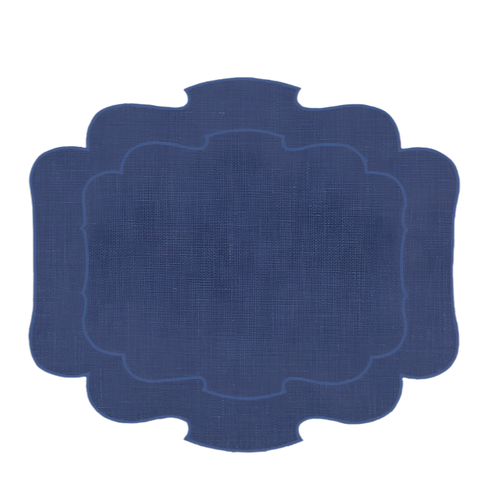 Blake Waxed Linen Placemat, Denim/Denim