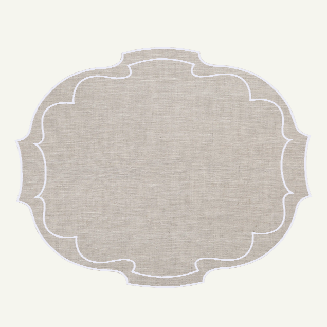 Parker Waxed Linen Placemat, Natural/White