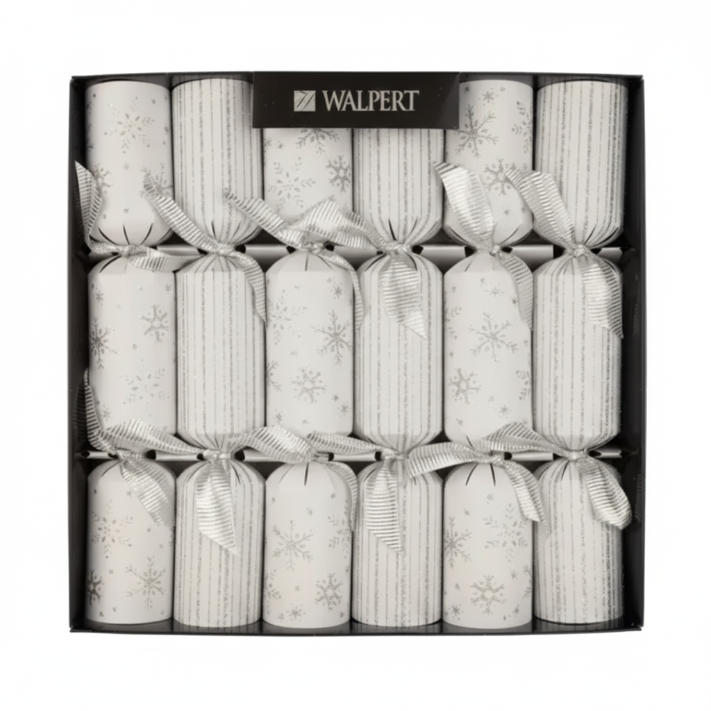 Silver Snowflakes Crackers, Set of 6