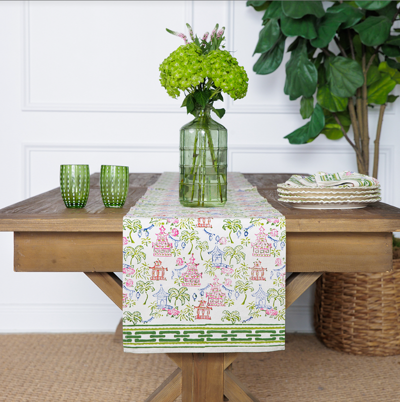 Palm & Pagodas Table Runner