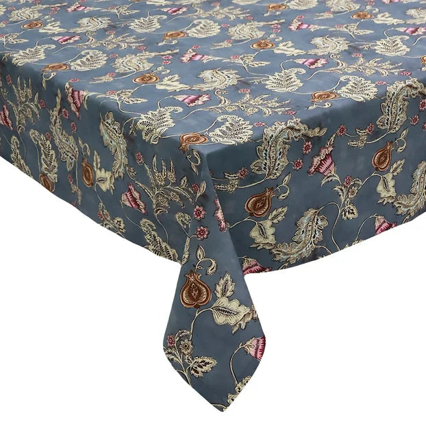 Paisley Vine Tablecloth in Blue & Gray