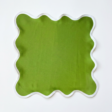 Olive Chartreuse Scalloped Linen Napkin