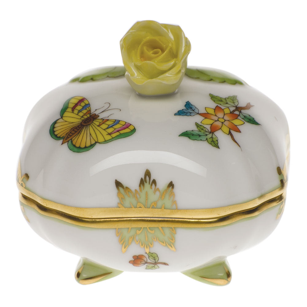 Herend Queen Victoria Covered Bonbon Box with Rose