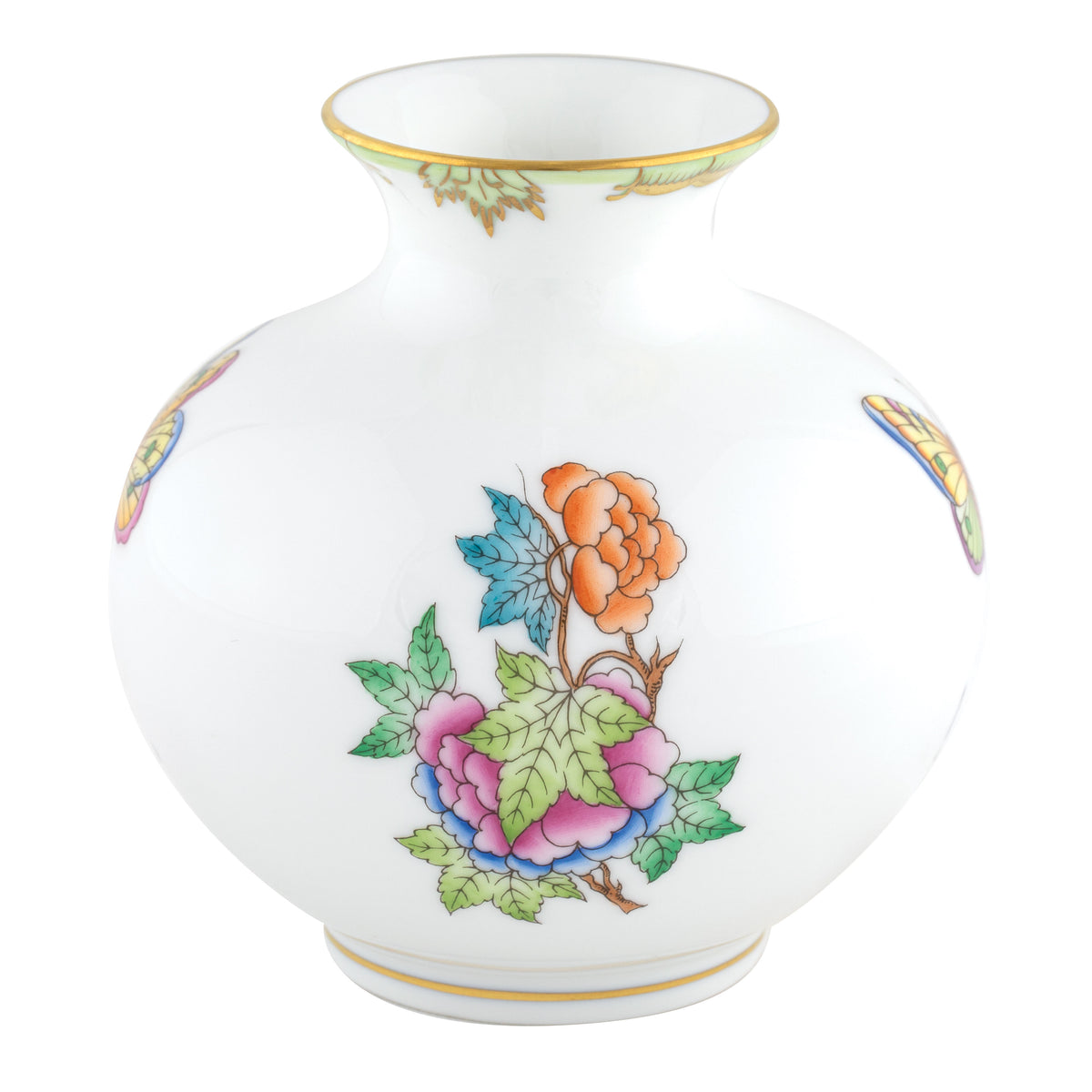 Herend Queen Victoria Green Border Round Vase