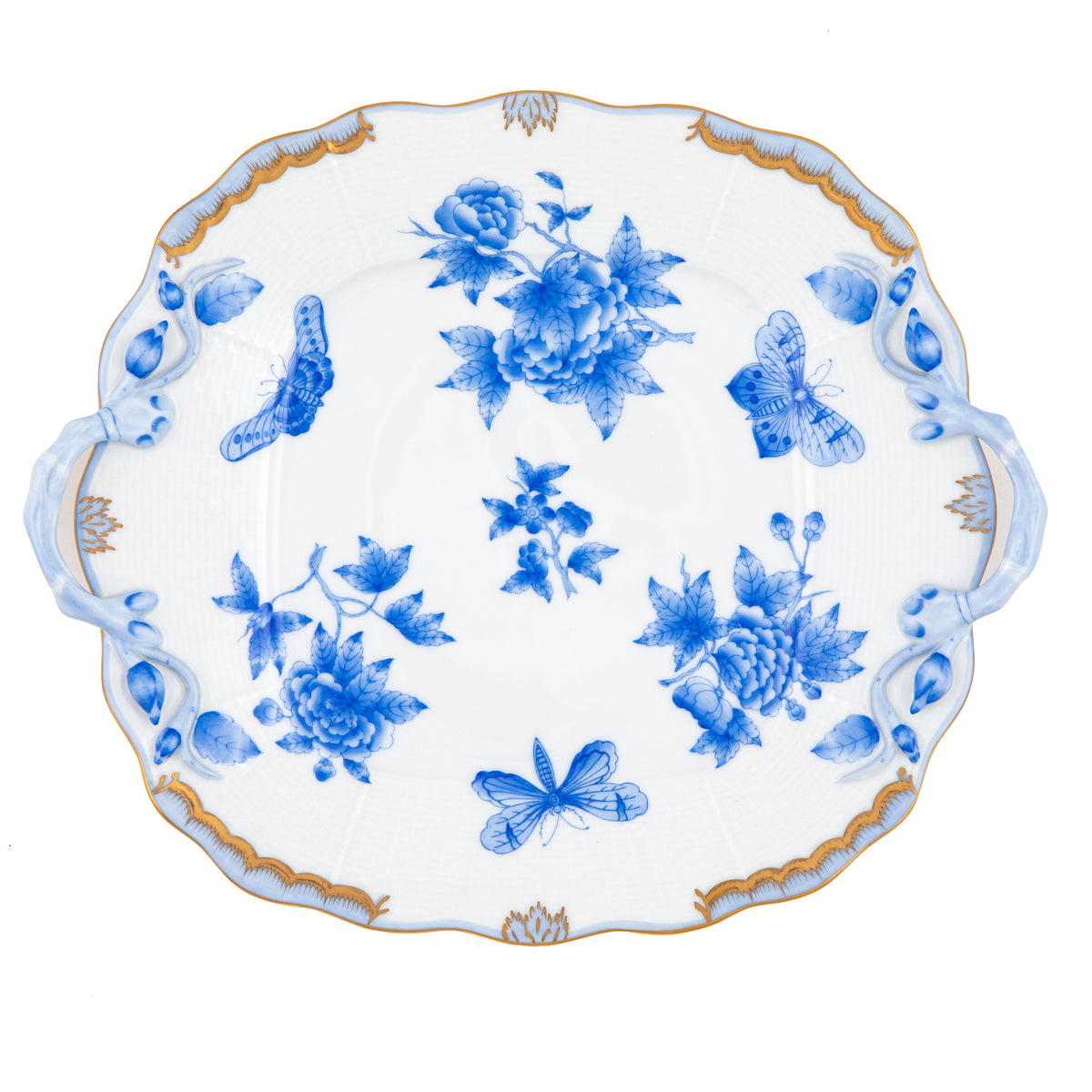 Herend Fortuna Square Cake Plate with Handles