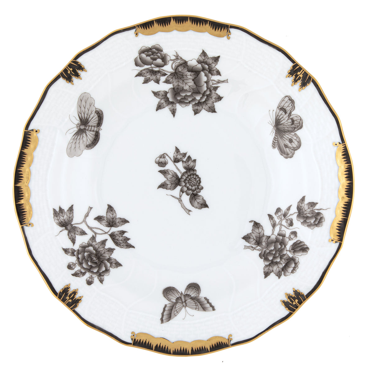 Herend Fortuna Black Dessert Plate, 8.26