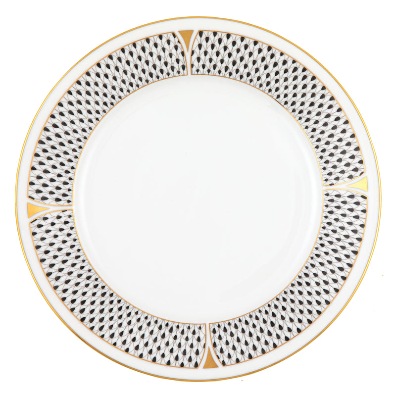 Herend Art Deco Black Dinner Plate, 10.5D