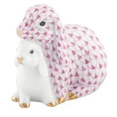 Herend Cuddling Bunnies, Rasberry