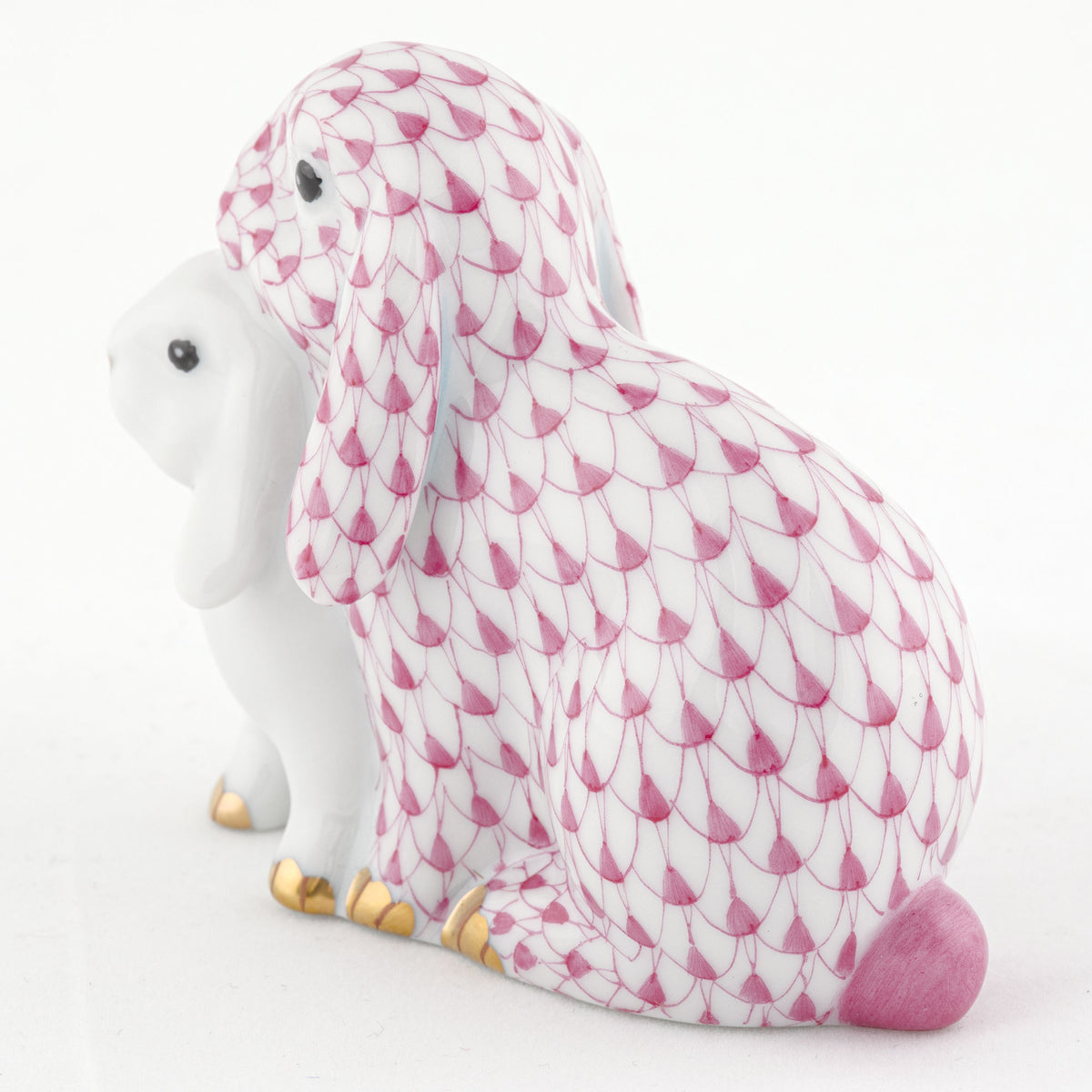 Herend Cuddling Bunnies, Rasberry