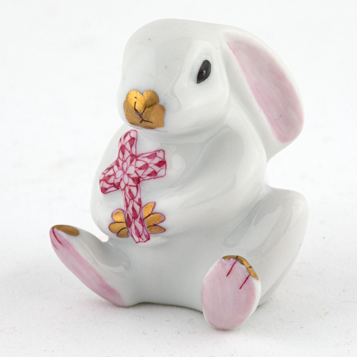Herend Bunny with Cross, Pink