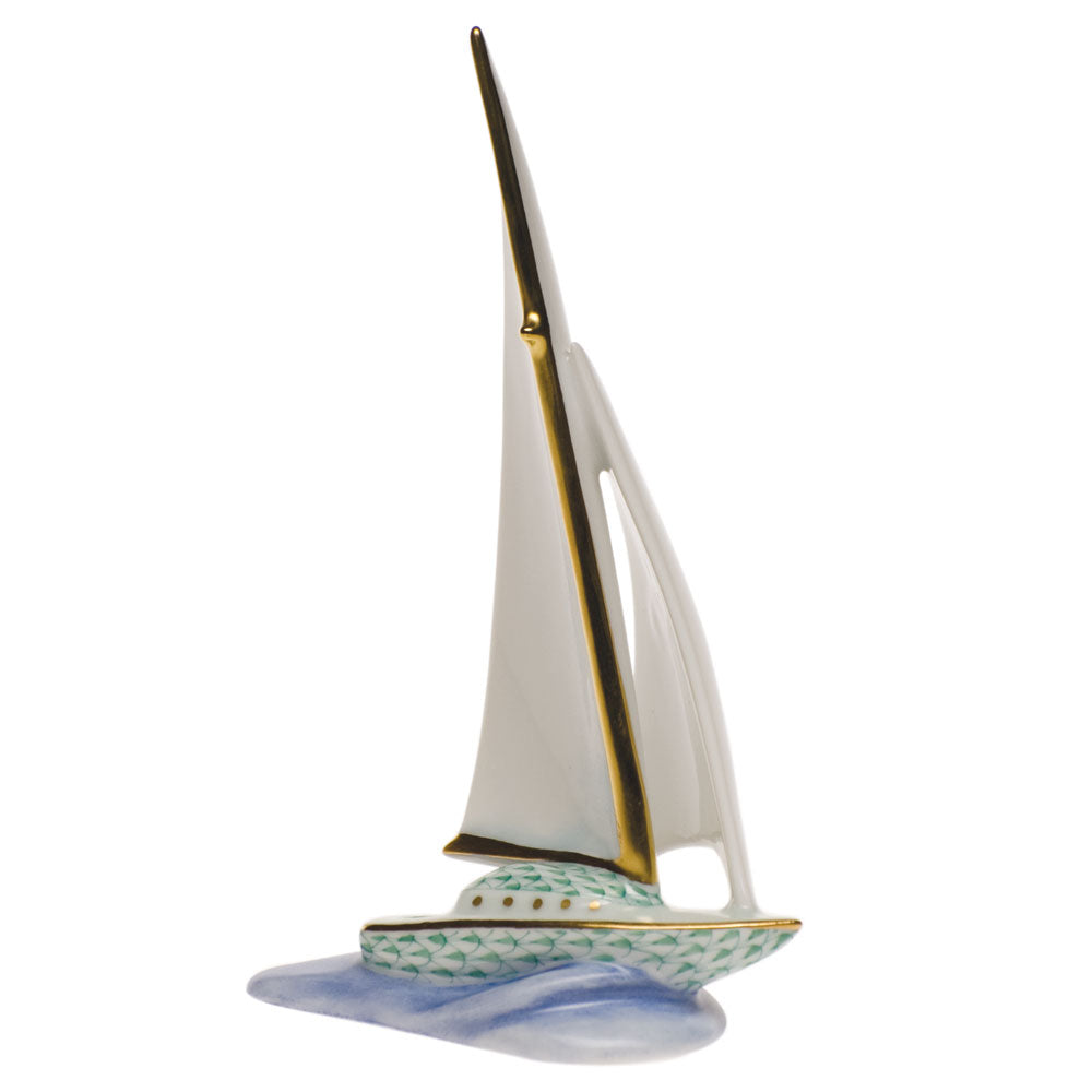 Herend Adirondack Sailboat, Green