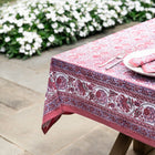 Bohemian Floral 90"  Tablecloth, Dusty Rose