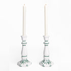 Pair of Scroll Forest Green Candlesticks