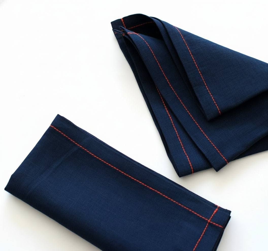 Navy & Red Trim Napkin