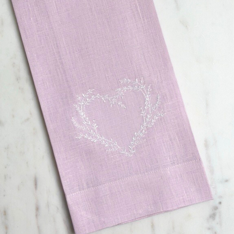 Pink Vineyard Heart Linen Towel