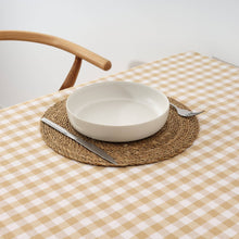 Coated Tan Gingham 55x55" Tablecloth