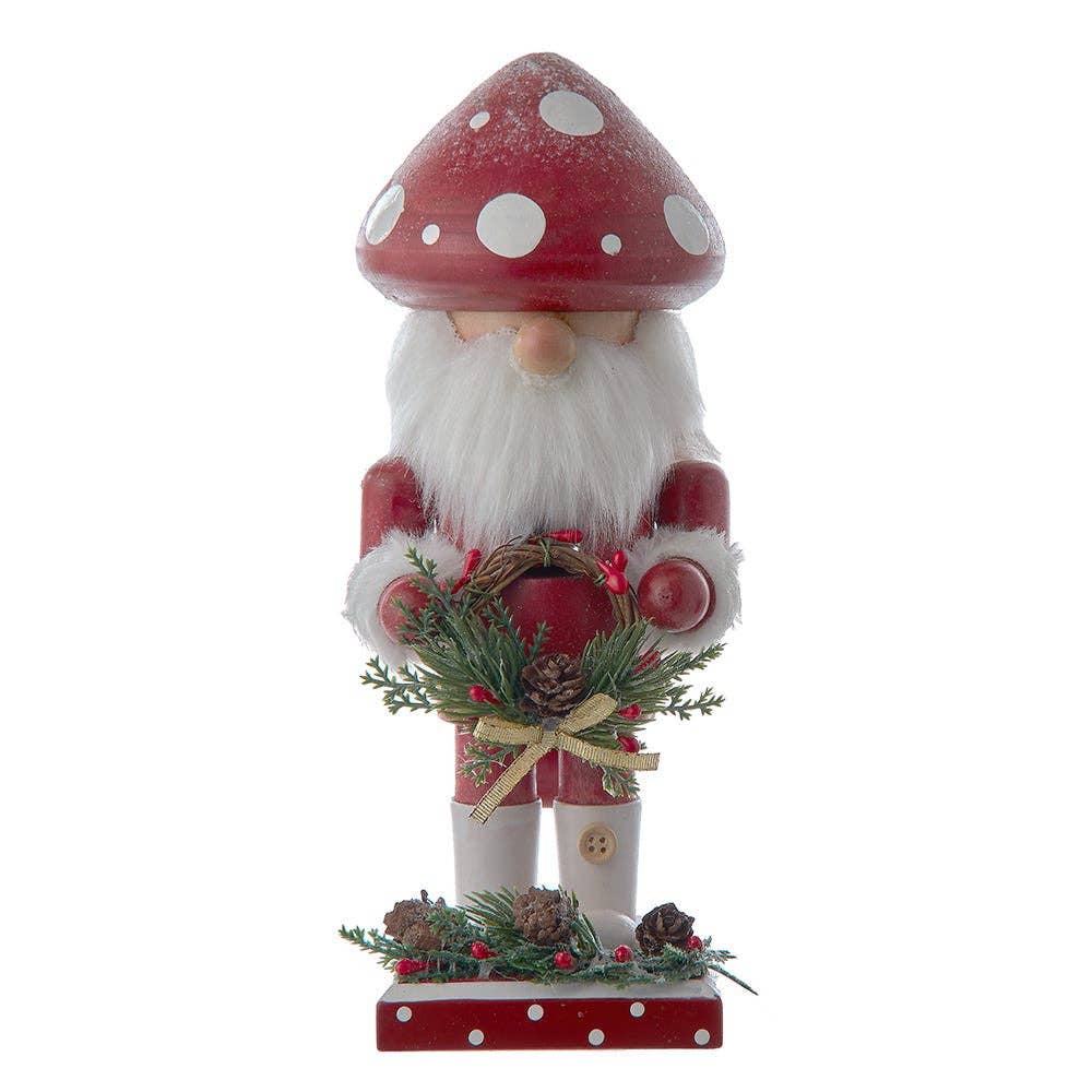 Mushroom Santa Nutcracker, 9"