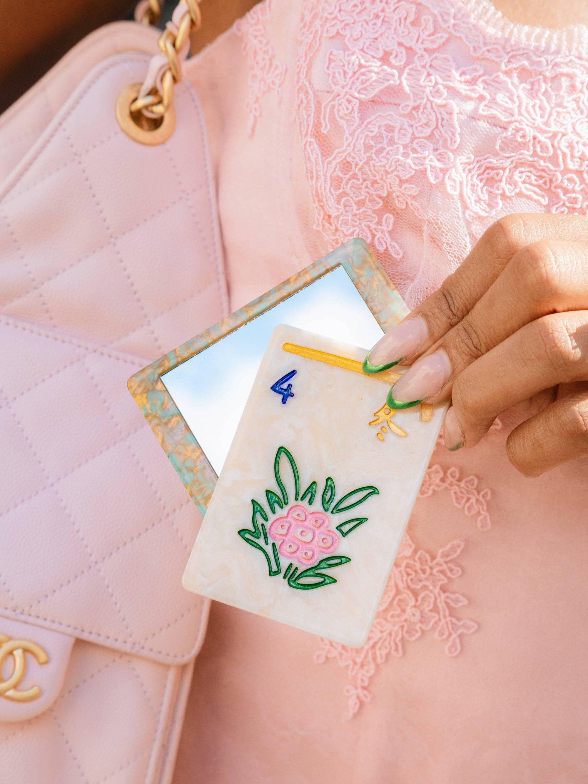 Flower Mahjong Compact Mirror