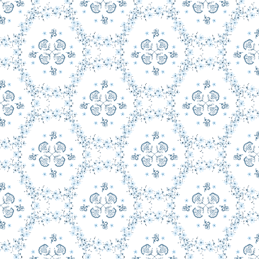 Blue Floral Trellis 53x53" Square Scalloped Edge