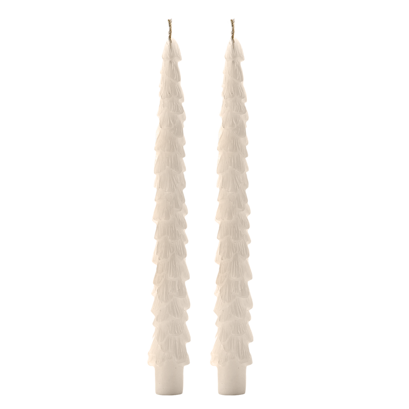 Cream Tree Taper Candles, Set of 2