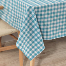 Coated Aquatic Gingham 55x98" Tablecloth