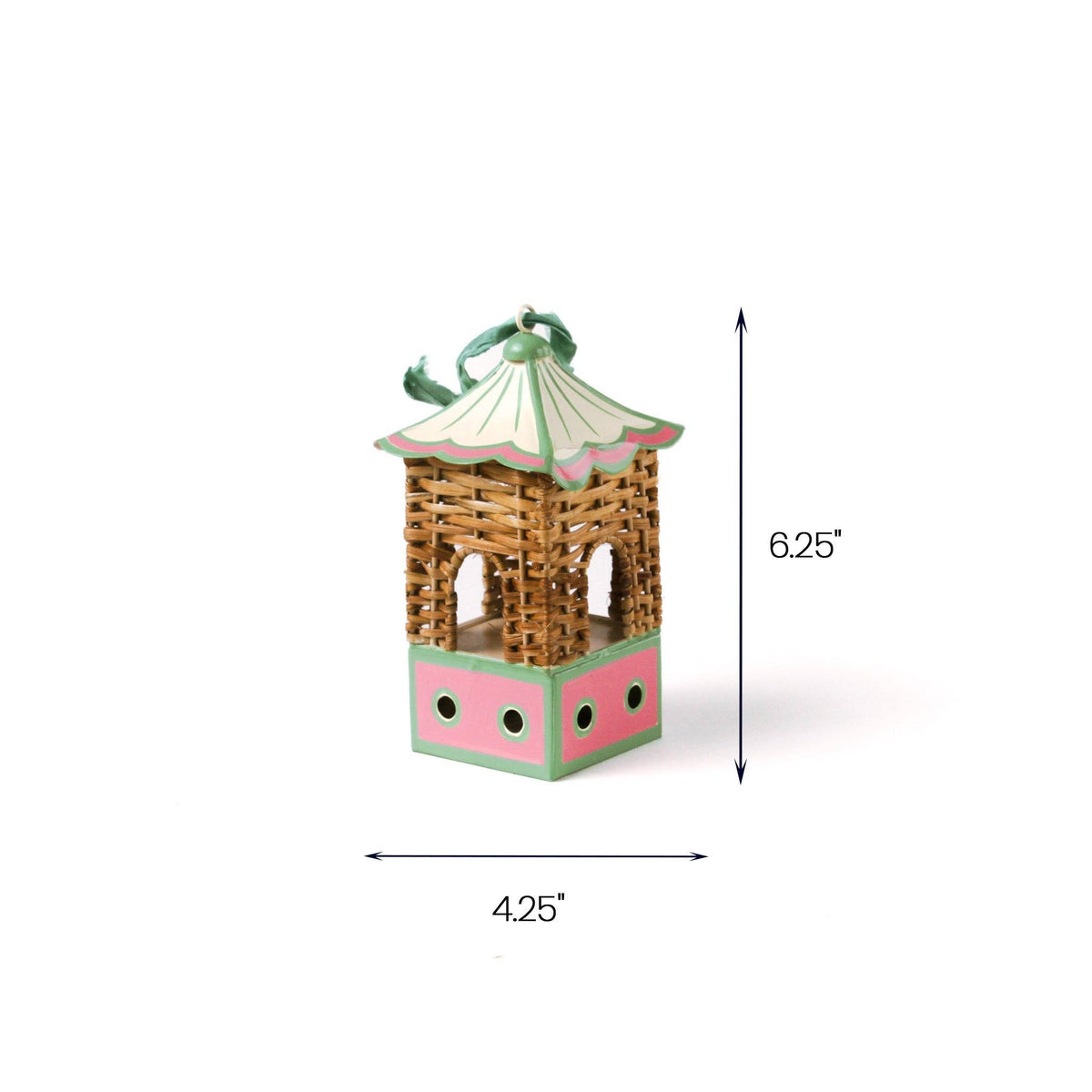 Pink Rattan Pagoda Ornament