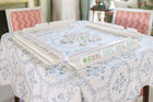 Blue Floral Trellis 53x53" Square Scalloped Edge