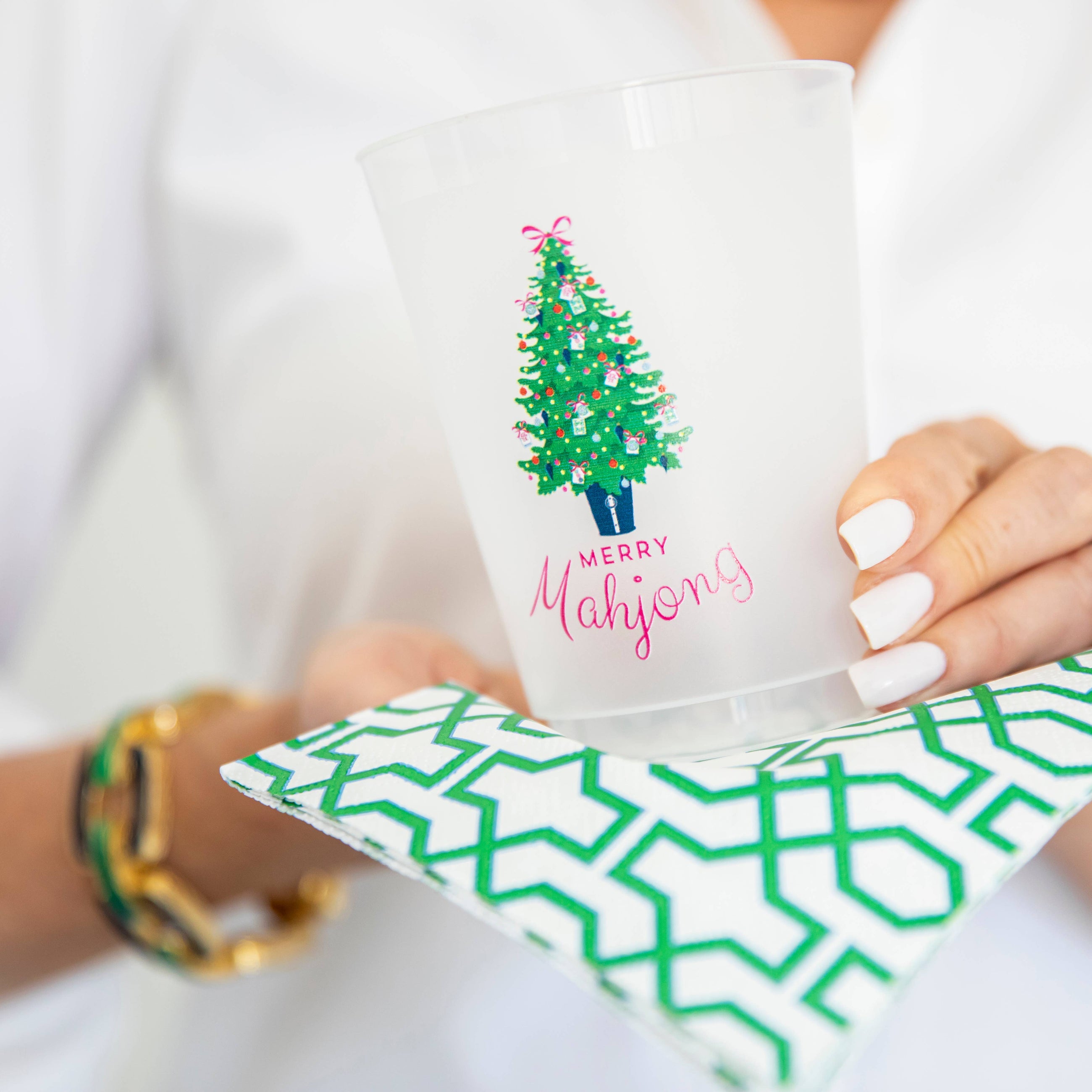 Merry Mahjong Christmas Shatterproof Cups