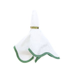 Scalloped White & Pine Green Linen Napkin