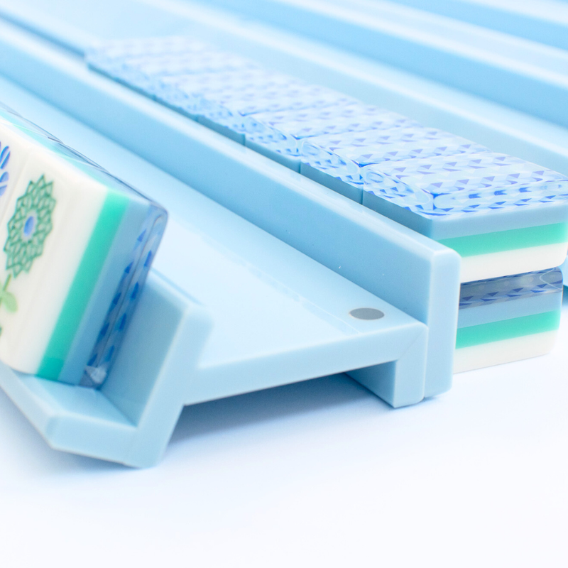 Blue Acrylic Mahjong Racks & Magnetic Pushers