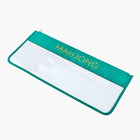 Green and white mahjong bag on a white background