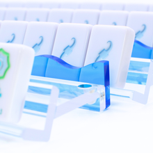 Wavy Acrylic Mahjong Racks & Magnetic Pushers, Blue & Clear