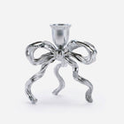 Brass Bow Candle Holder, Silver