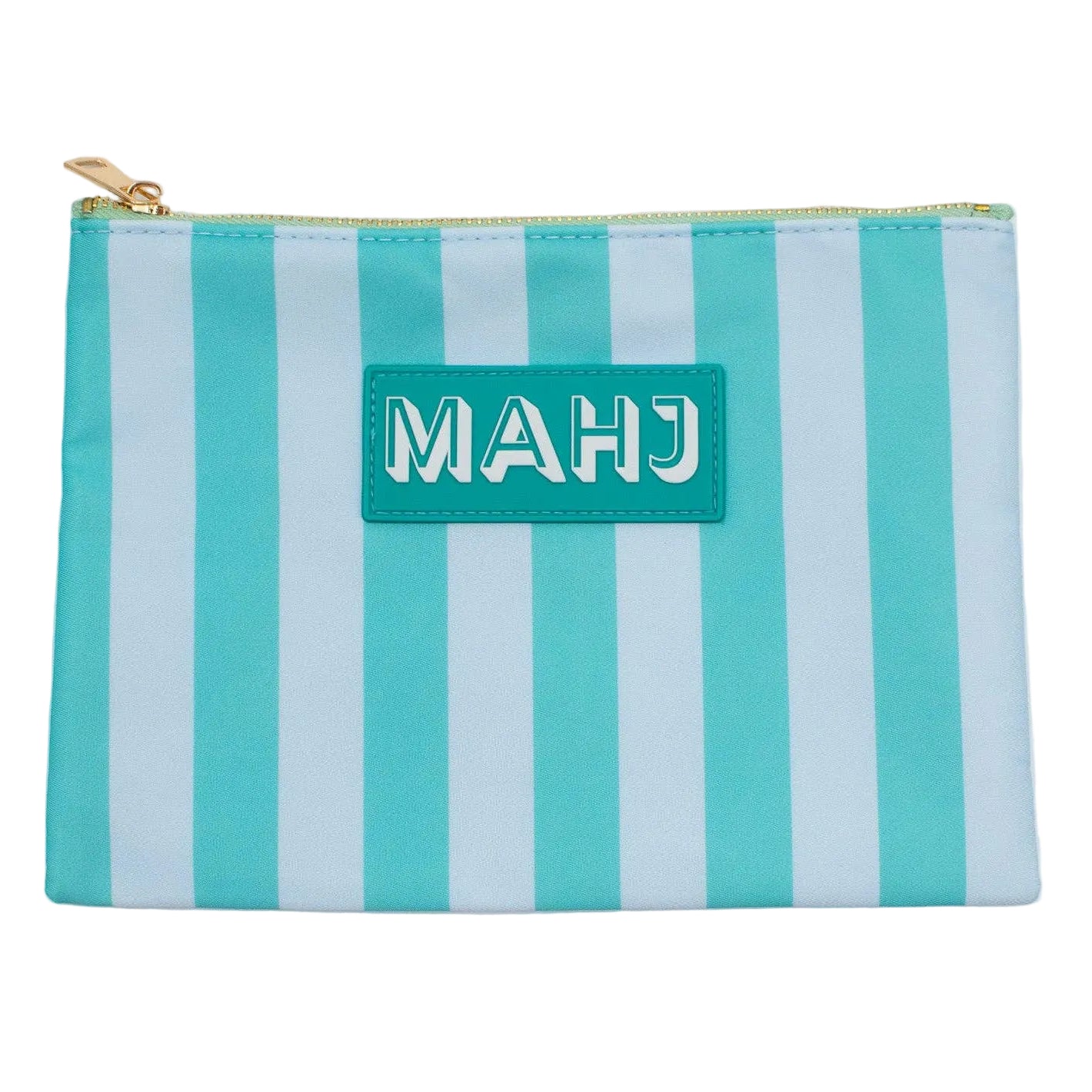 Mahjong Card & Accessory Bag, Teal & Blue Stripes