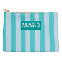 Mahjong Card & Accessory Bag, Teal & Blue Stripes