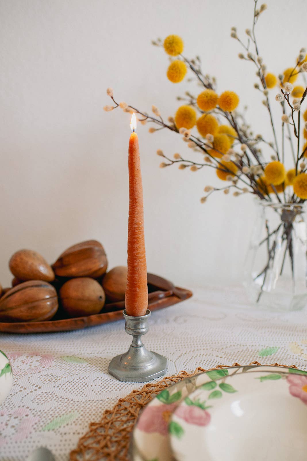 Pair of Beeswax Carrot Candles