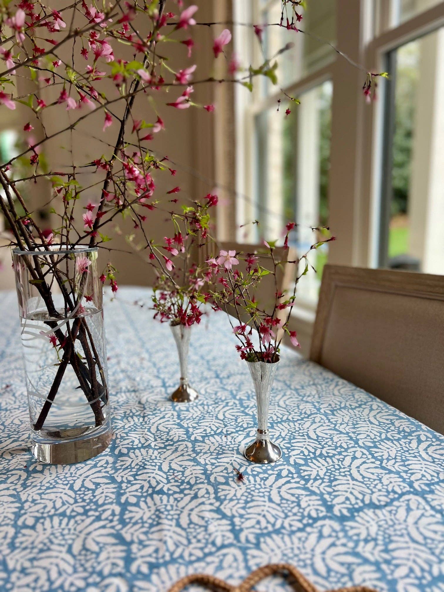Garden Lake Blue Tablecloth, 70x120"