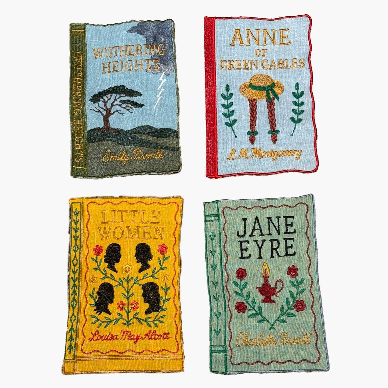 Set of 4 Literary Heroines Embroidered Cocktail Napkins