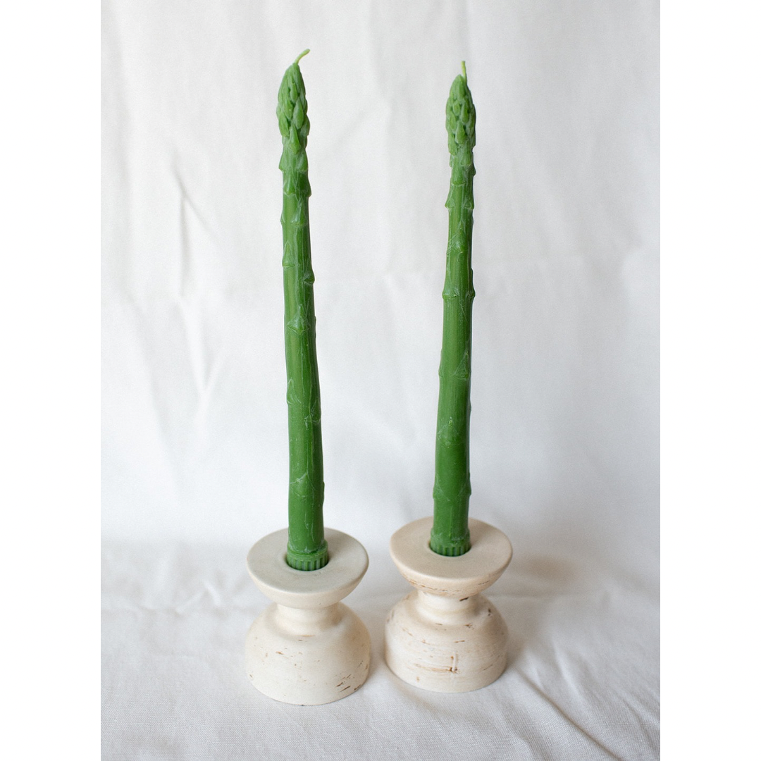 Beeswax Asparagus Candle Taper Pair