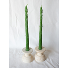 Beeswax Asparagus Candle Taper Pair